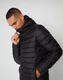 Black Matte Finish Padded Hooded Jacket