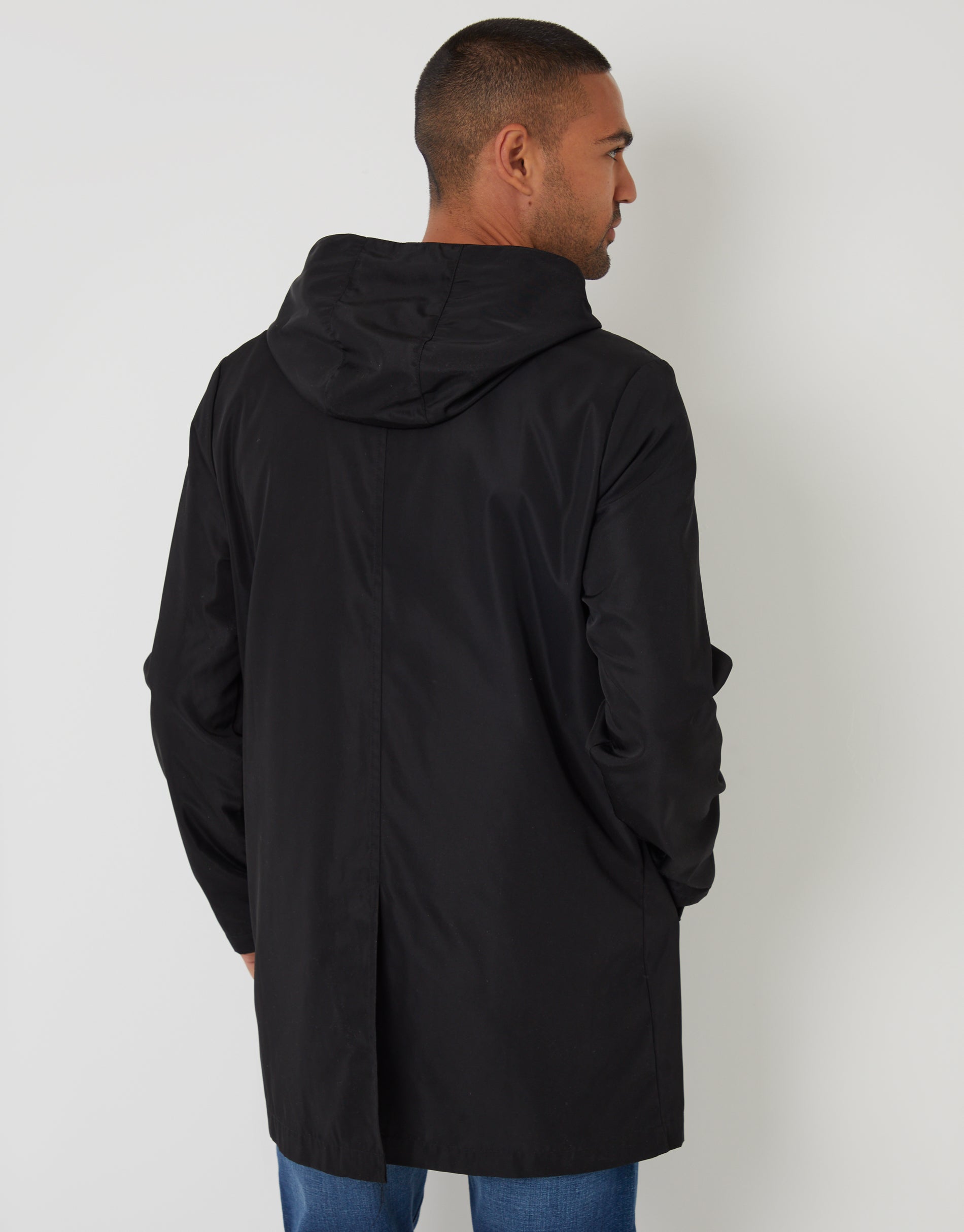 Threadbare Men's Black Showerproof Zip Up Hooded Raincoat