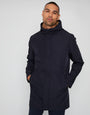 Dark Navy Showerproof Zip Up Hooded Raincoat