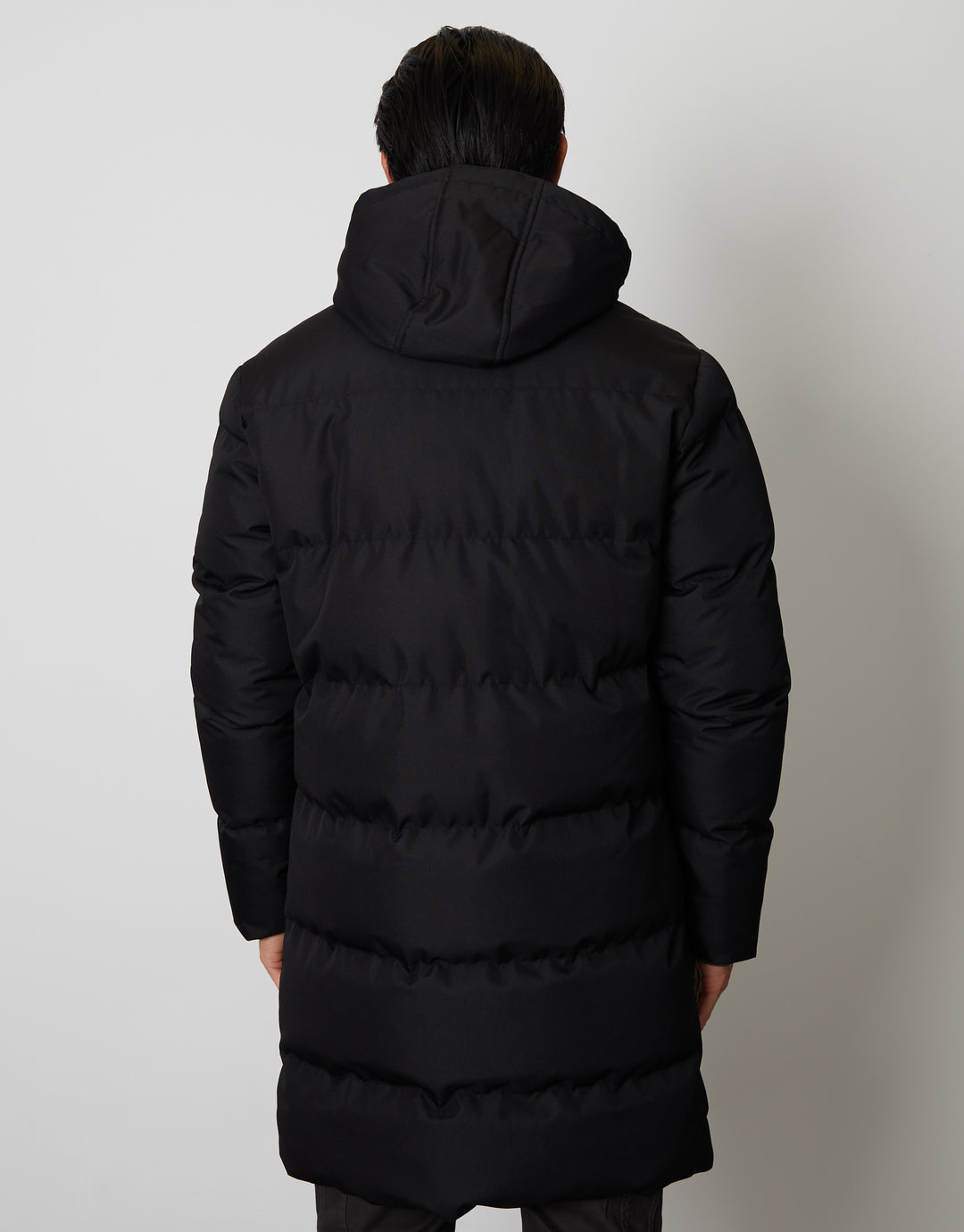 Threadbare Luxe Men's Black Showerproof Longline Padded Coat