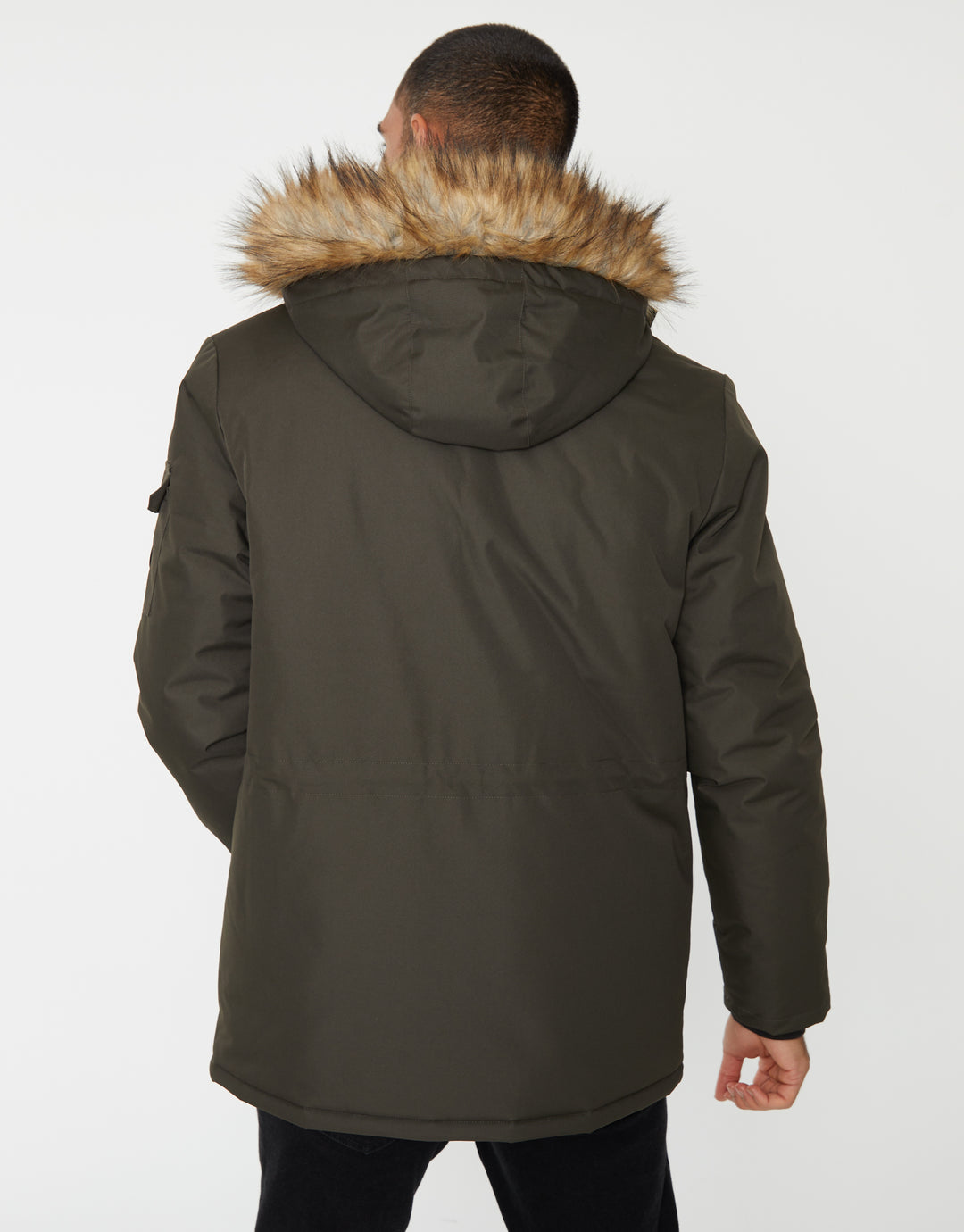 Khaki Green Showerproof Utility Pocket Parka Jacket