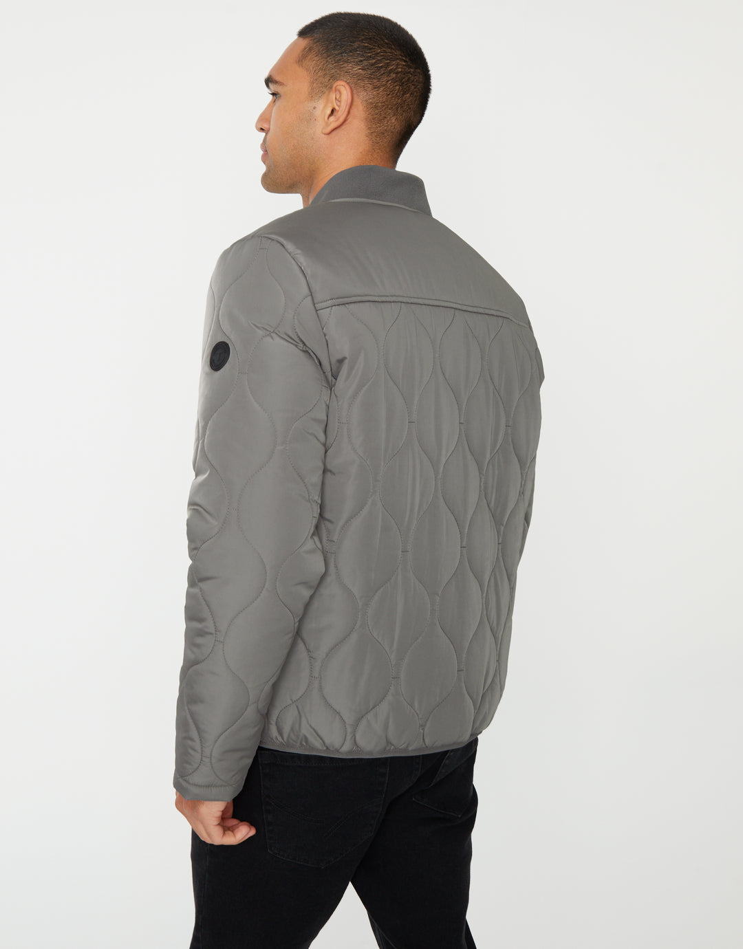 Slate Grey Onion Quilted Bomber Jacket
