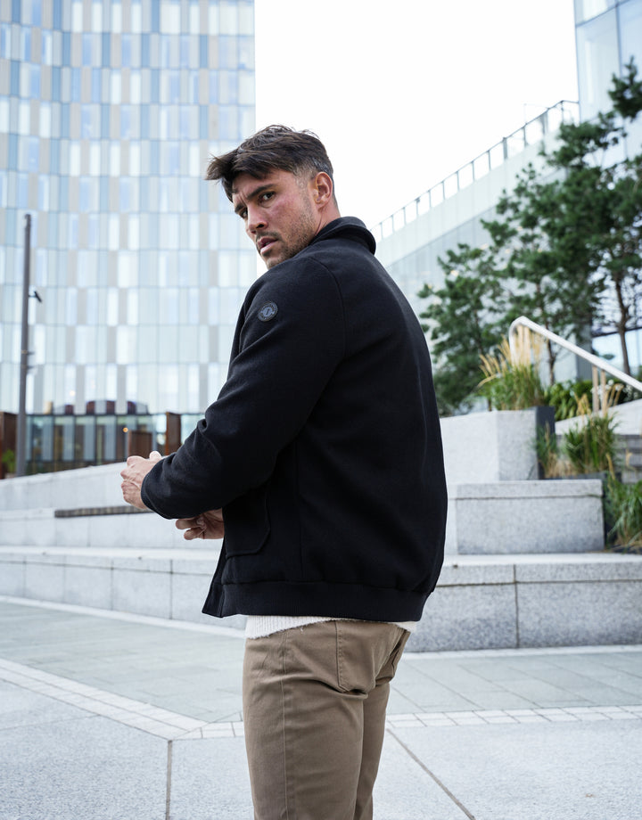 Black Collared Bomber Style Shacket