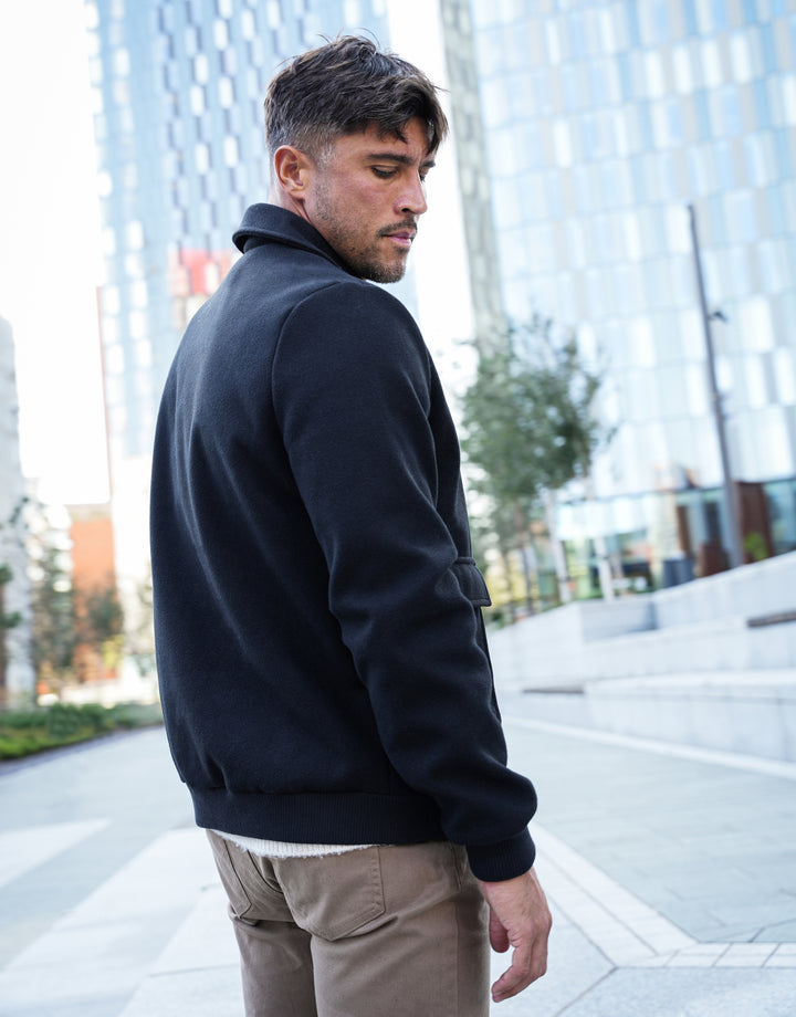 Black Collared Bomber Style Shacket