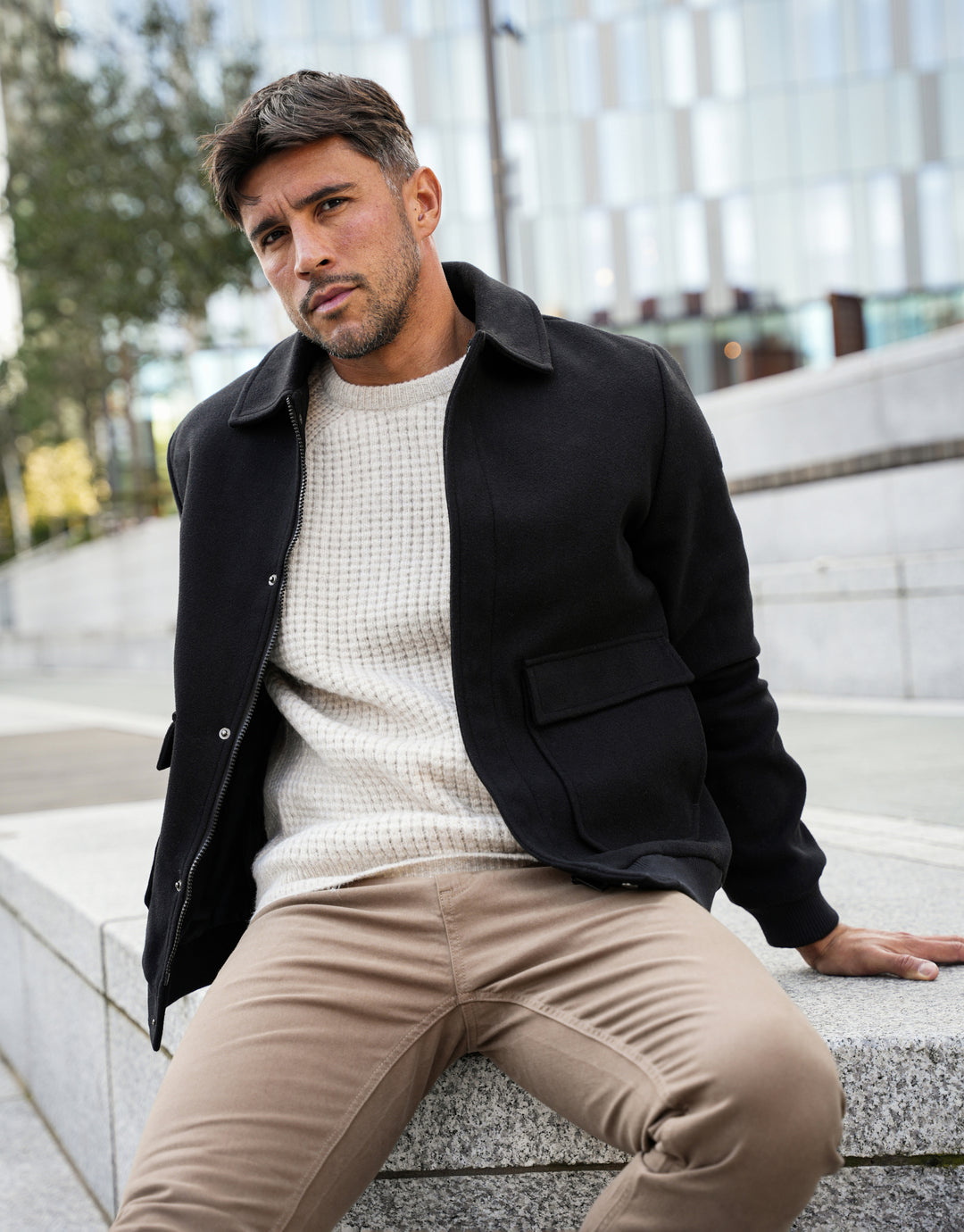 Black Collared Bomber Style Shacket