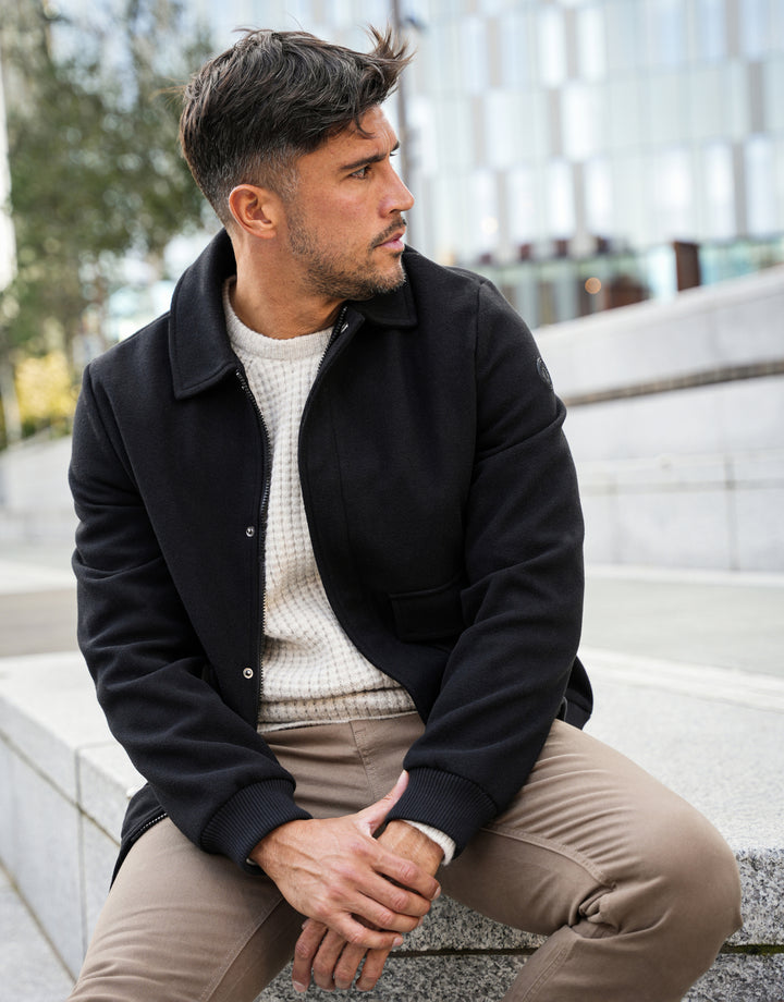 Black Collared Bomber Style Shacket