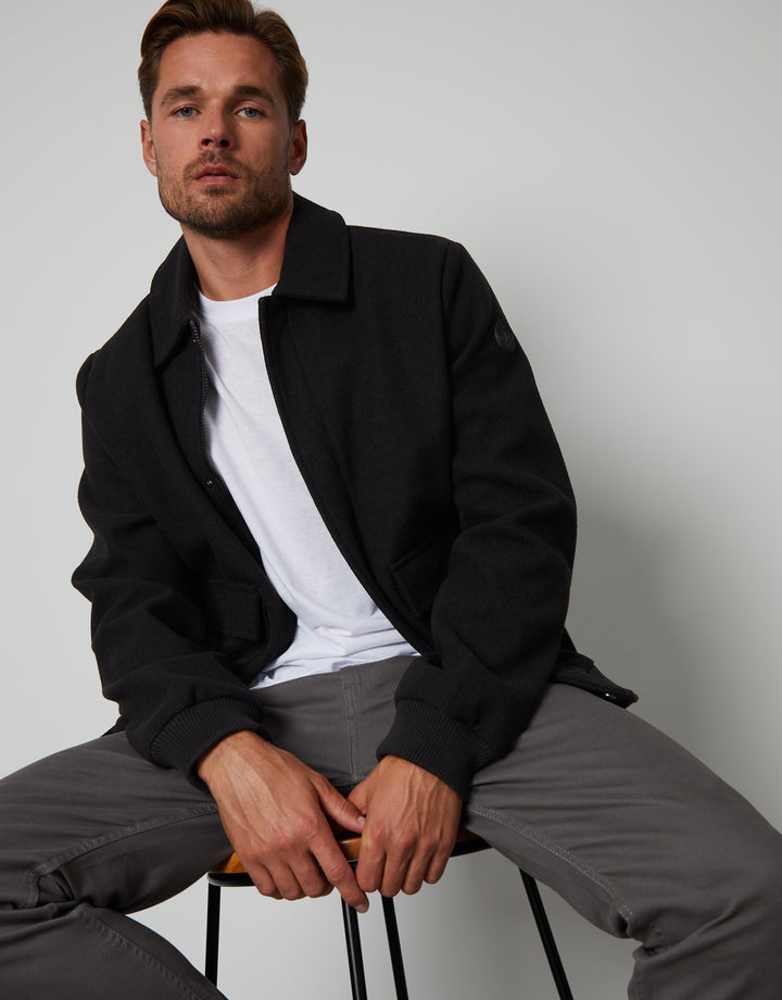 Black Collared Bomber Style Shacket