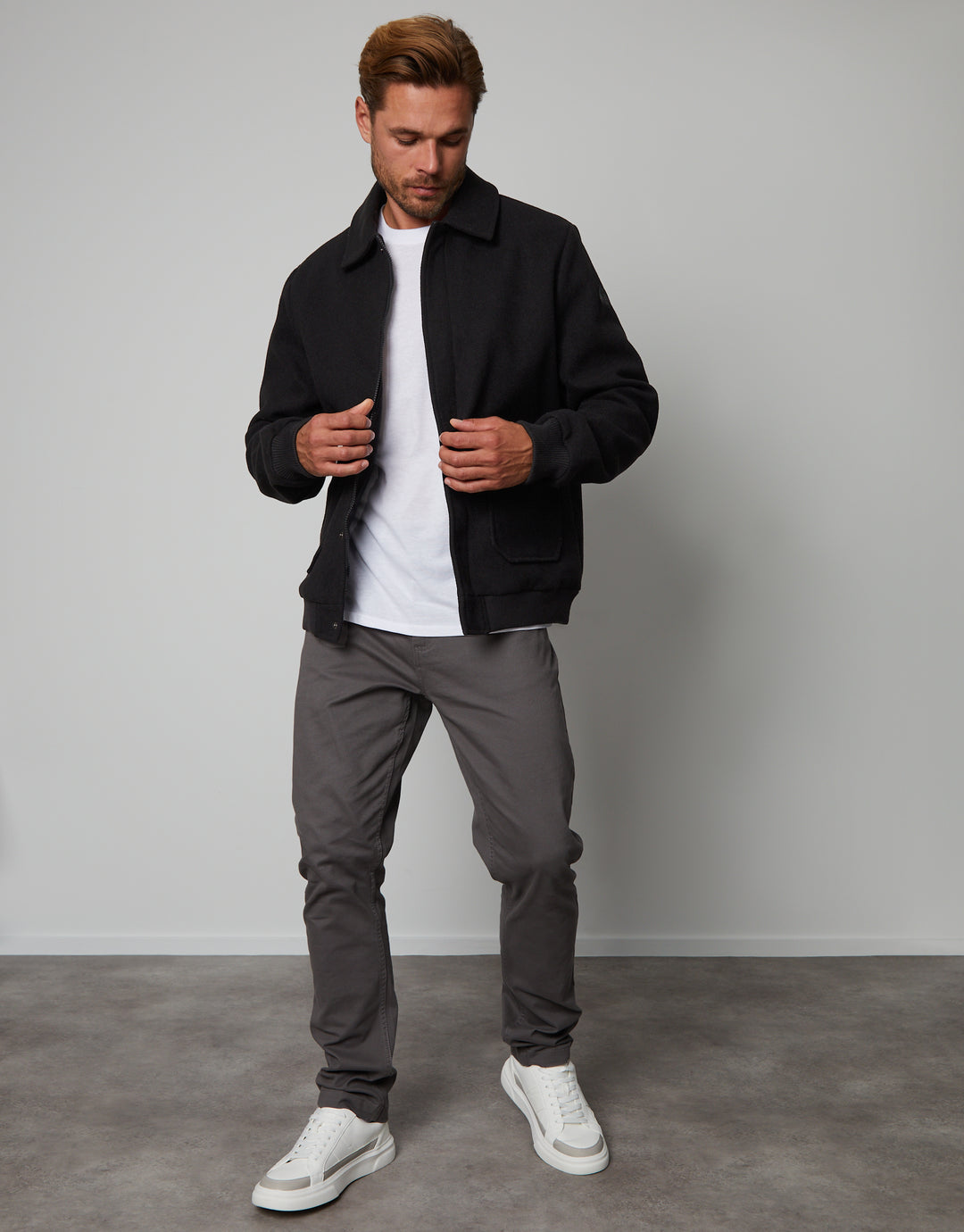 Black Collared Bomber Style Shacket