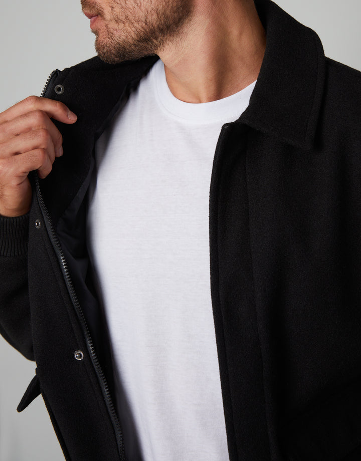 Black Collared Bomber Style Shacket