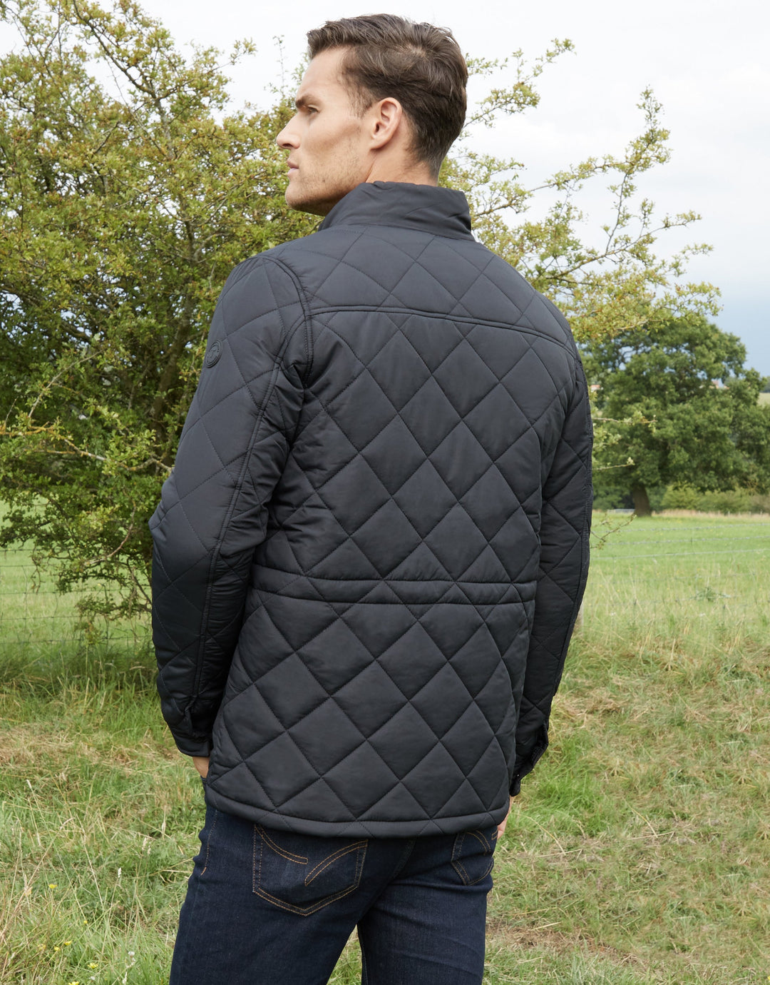 Black Showerproof Diamond Quilted Jacket
