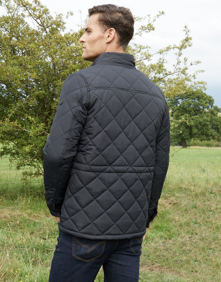 Black Showerproof Diamond Quilted Jacket