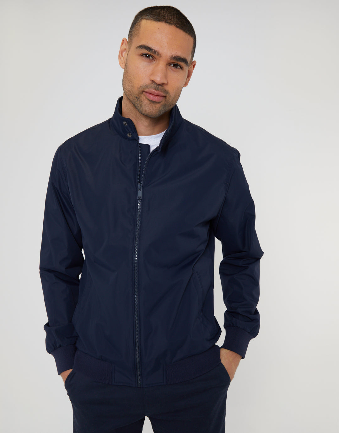 Navy Showerproof Harrington Jacket