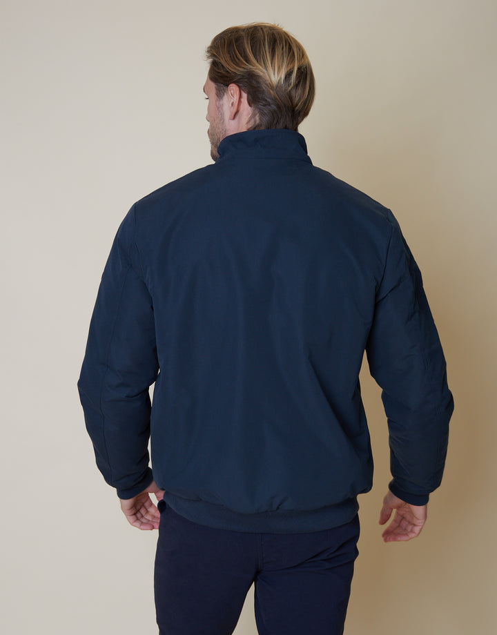 Navy Showerproof Borg Lined Harrington Jacket