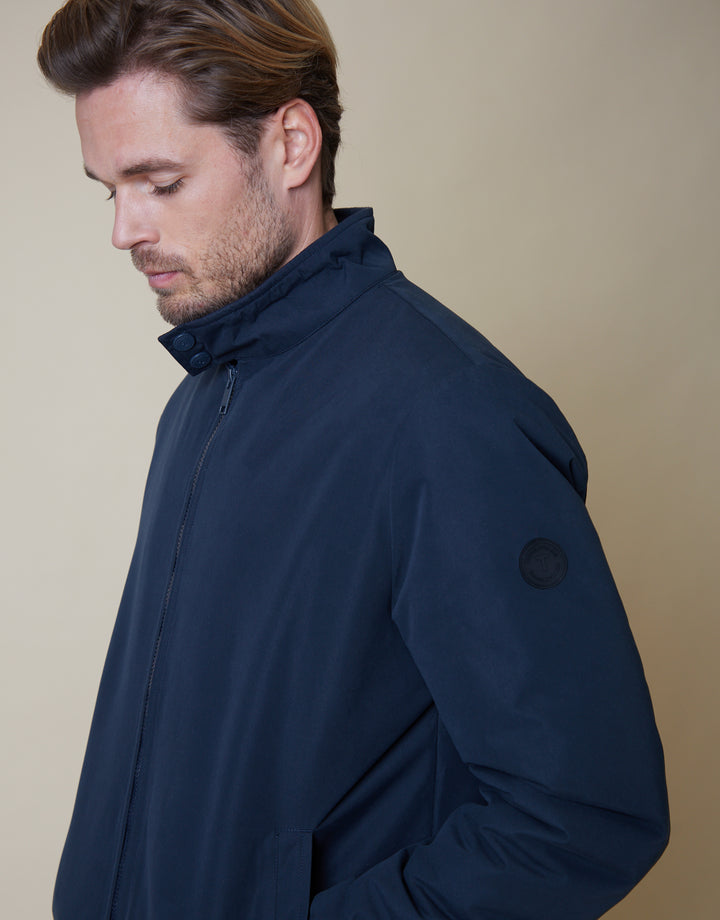 Navy Showerproof Borg Lined Harrington Jacket