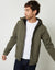Khaki Green Fleece Lined Hooded Jacket