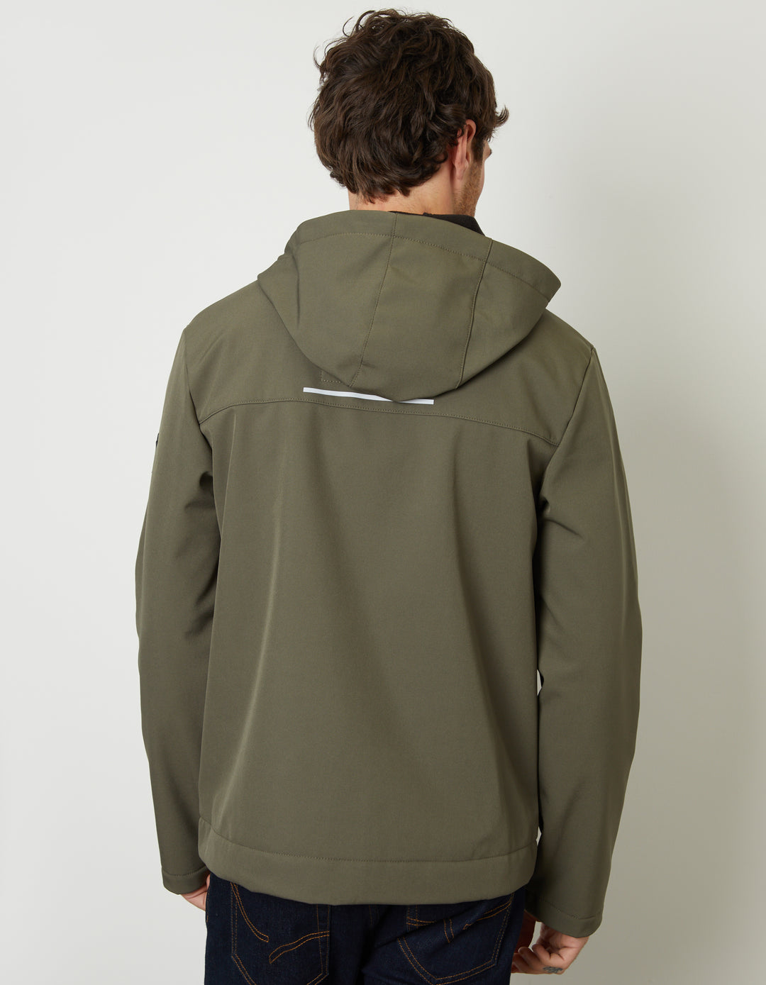 Khaki Green Fleece Lined Hooded Jacket
