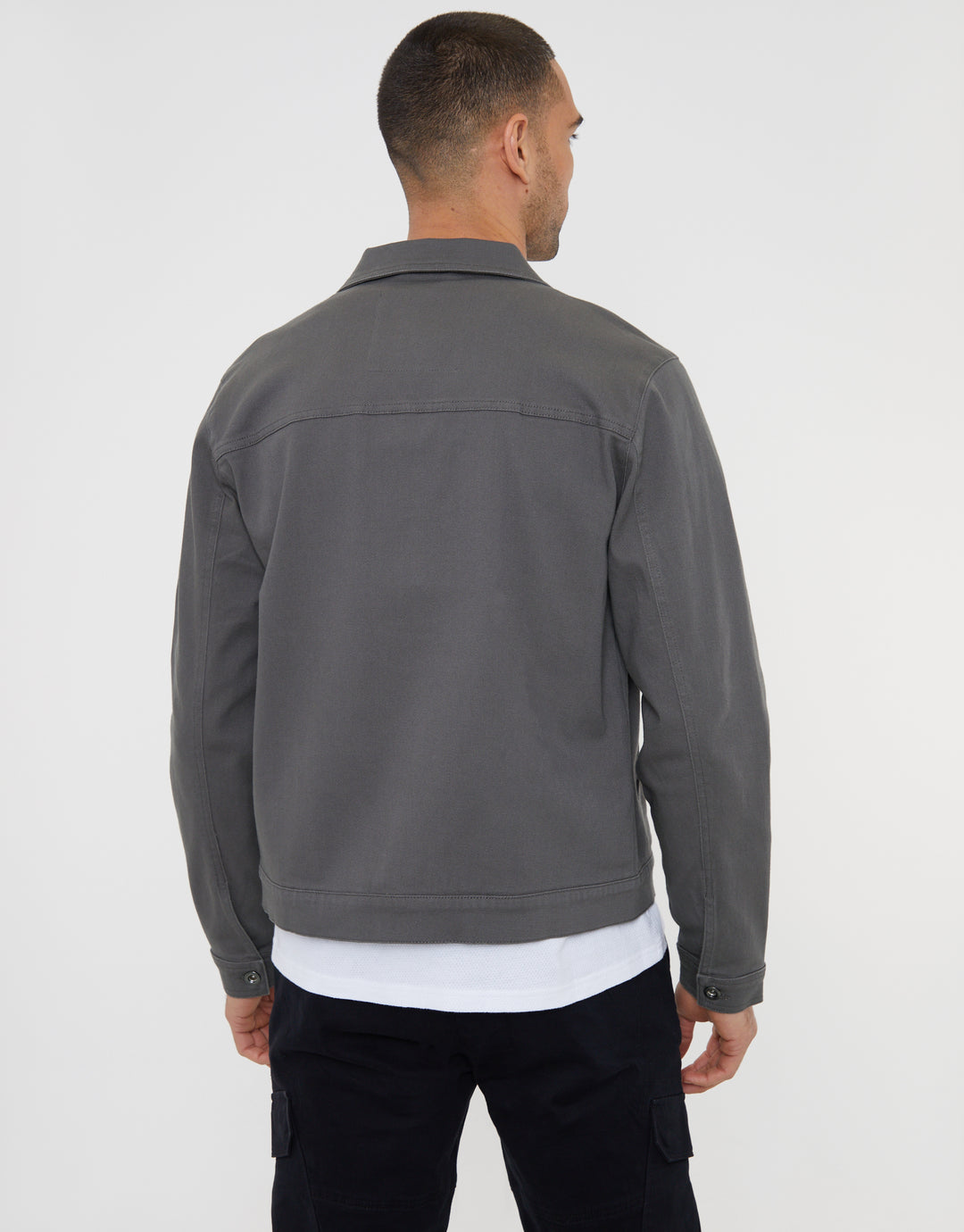 Cotton Twill Denim Style Jacket in Slate Grey