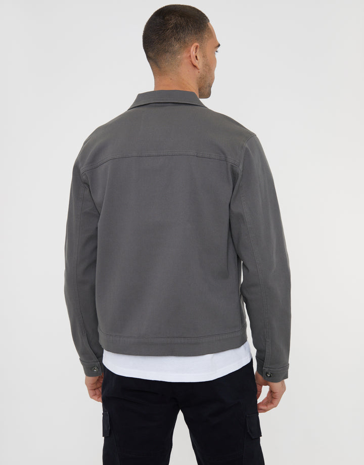 Cotton Twill Denim Style Jacket in Slate Grey
