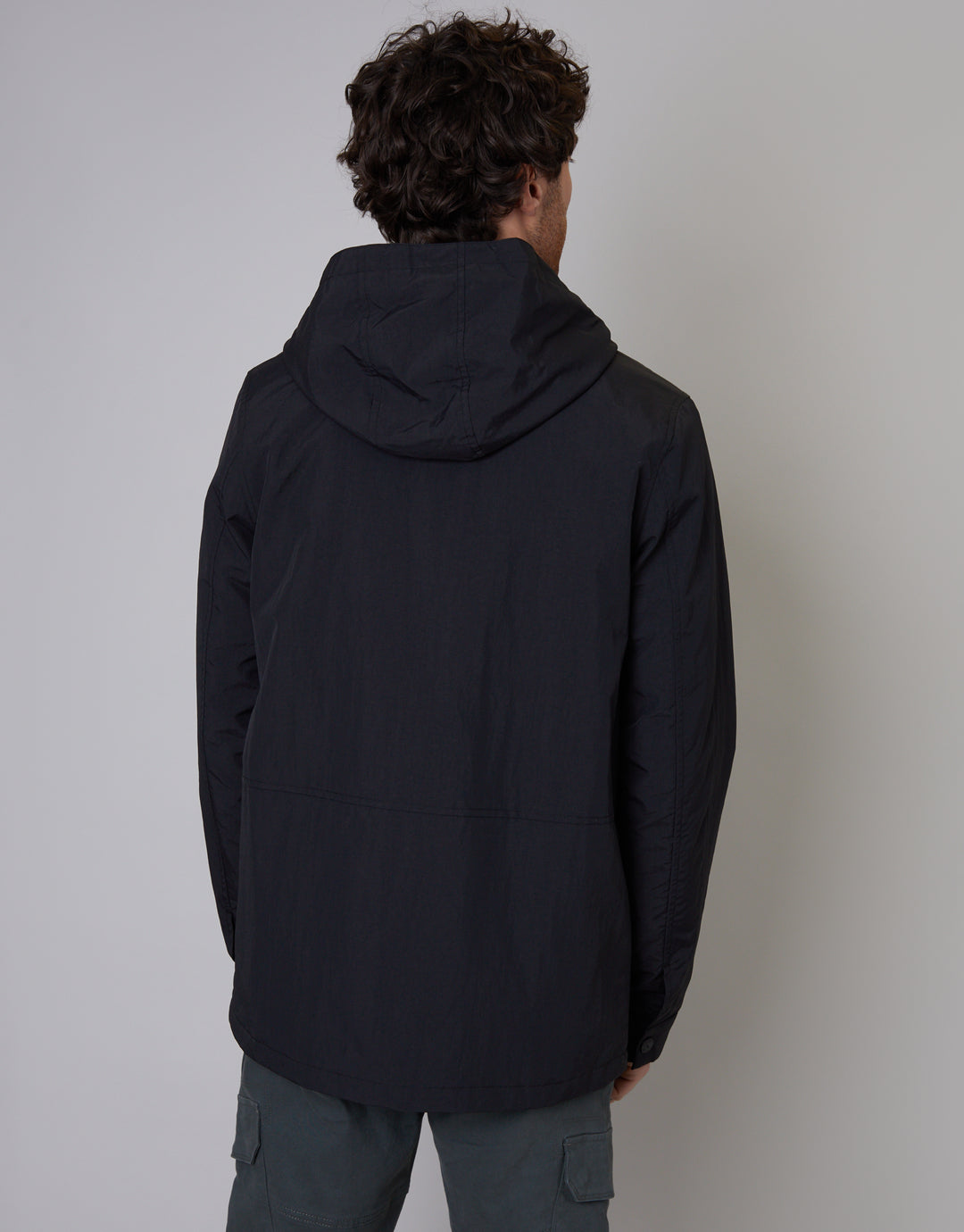 Black Hooded Jacket with Fleece Lined Hood
