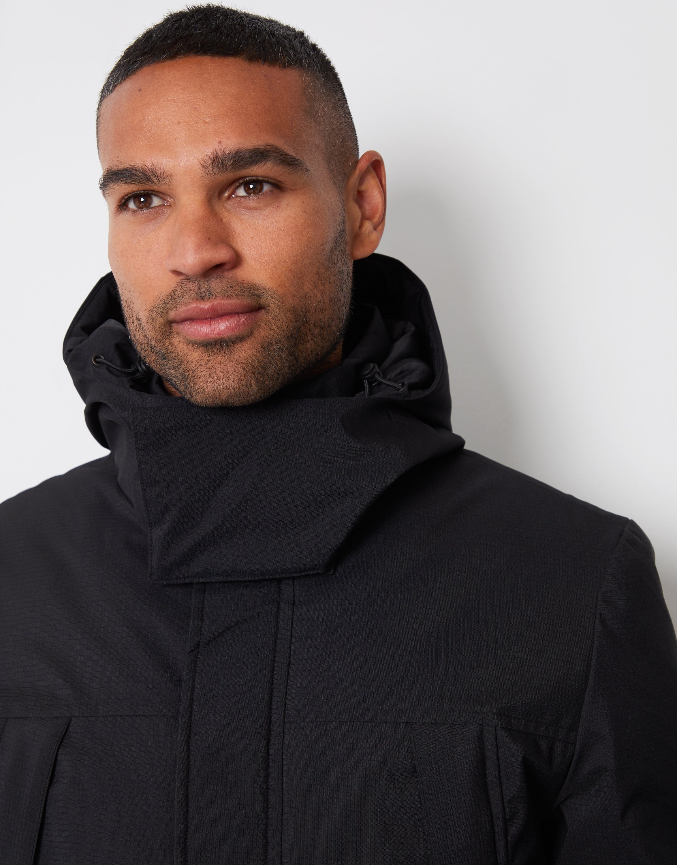 Threadbare Men's Black Showerproof Patch Pocket Padded Hooded Coat