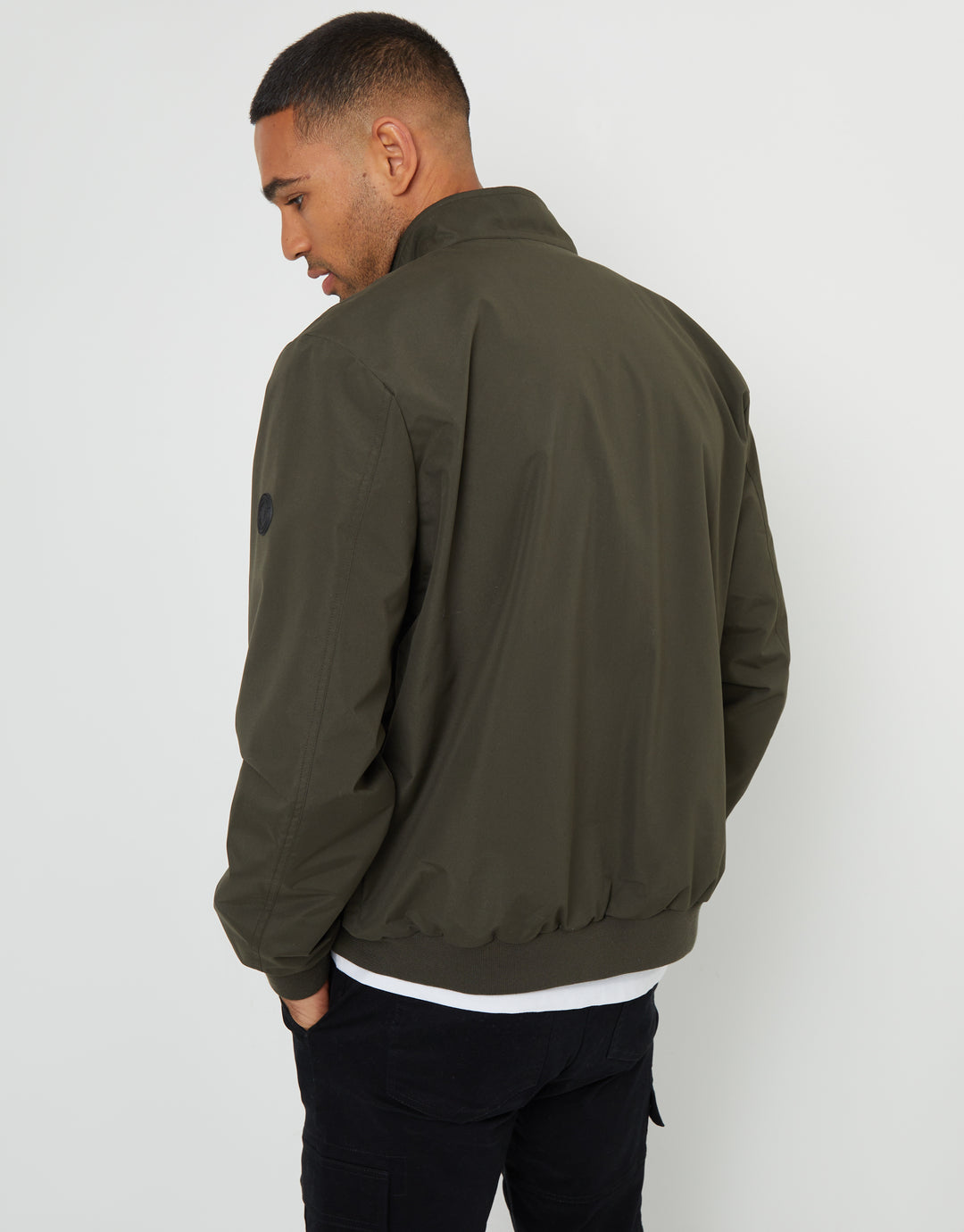 Khaki Green Showerproof Harrington Jacket