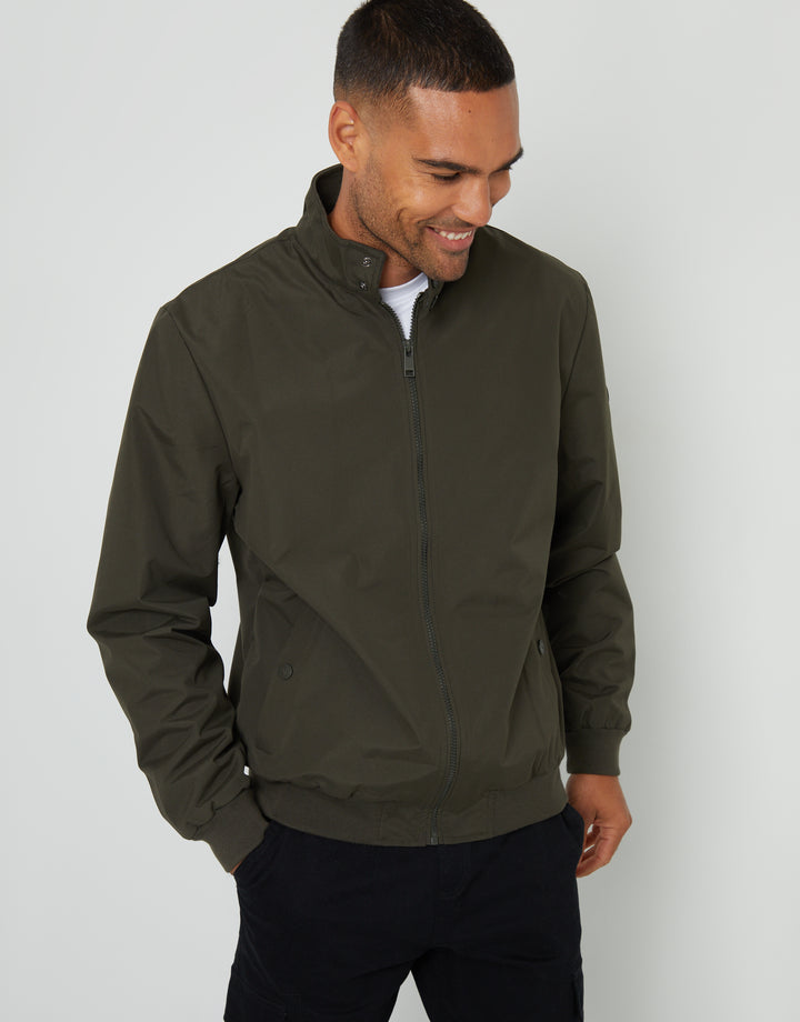Khaki Green Showerproof Harrington Jacket