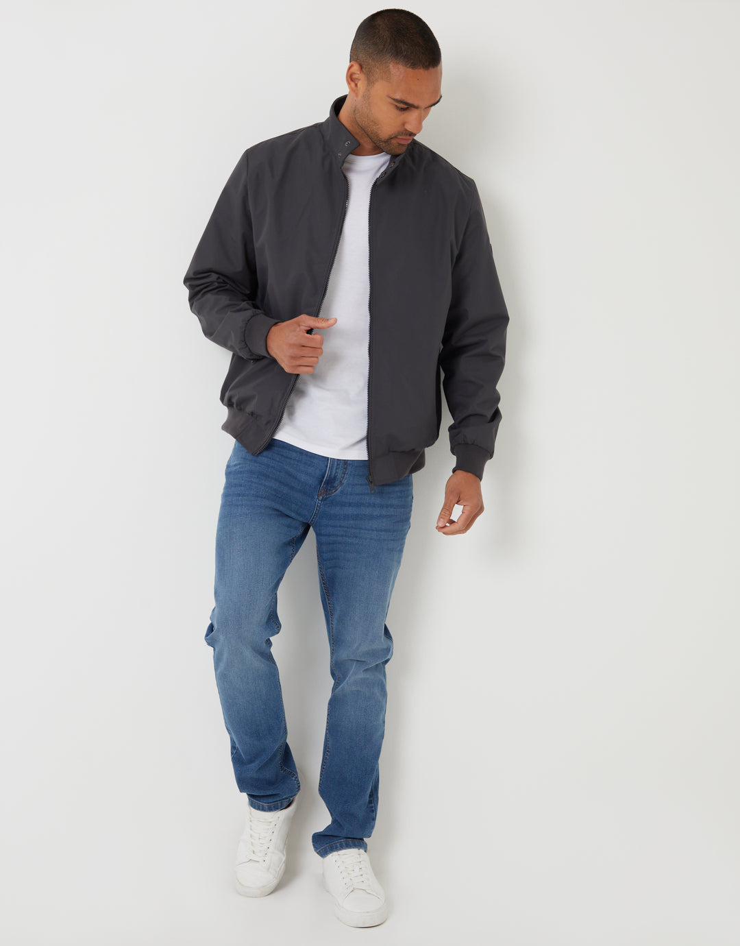 Charcoal Grey Showerproof Harrington Jacket