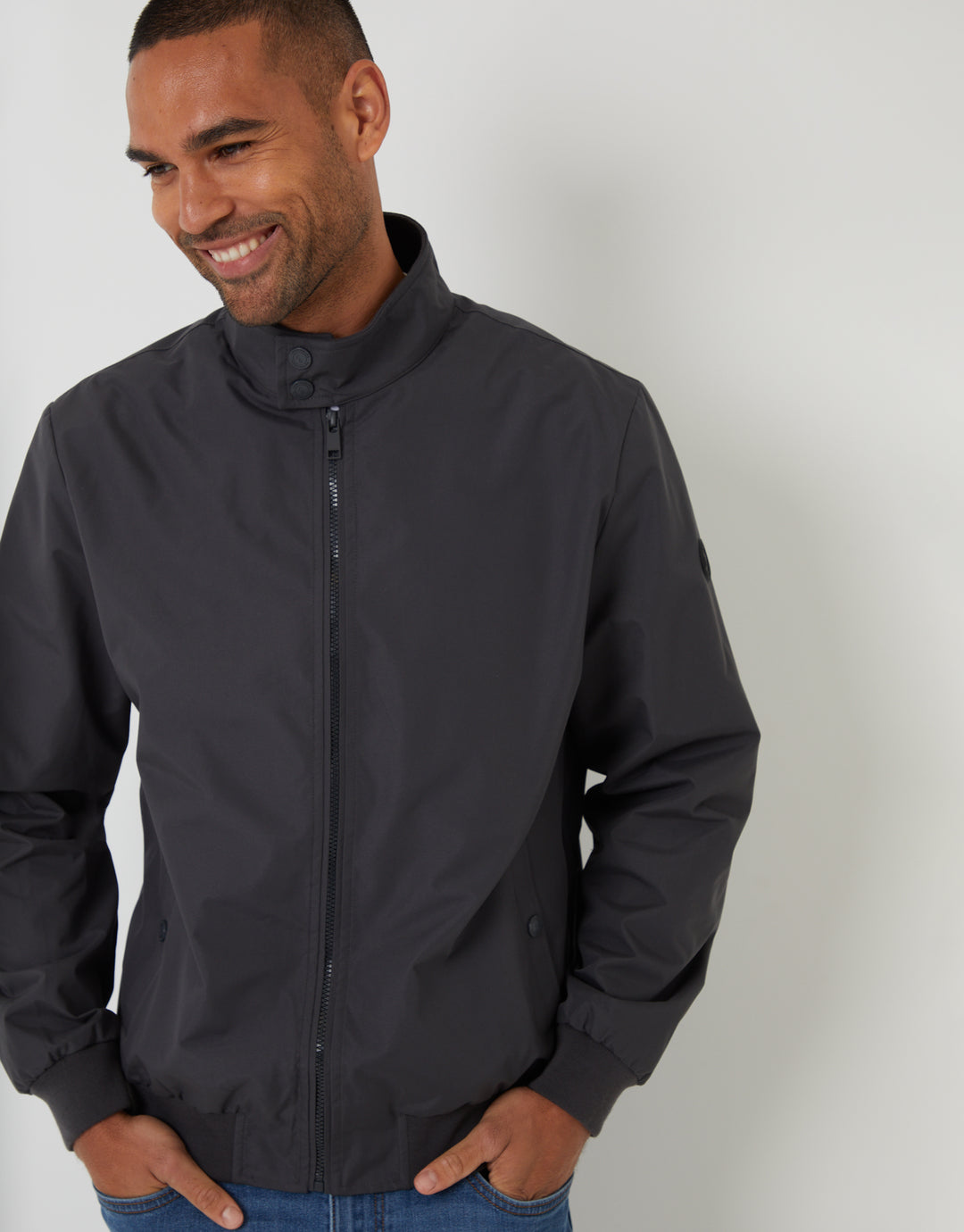 Charcoal Grey Showerproof Harrington Jacket