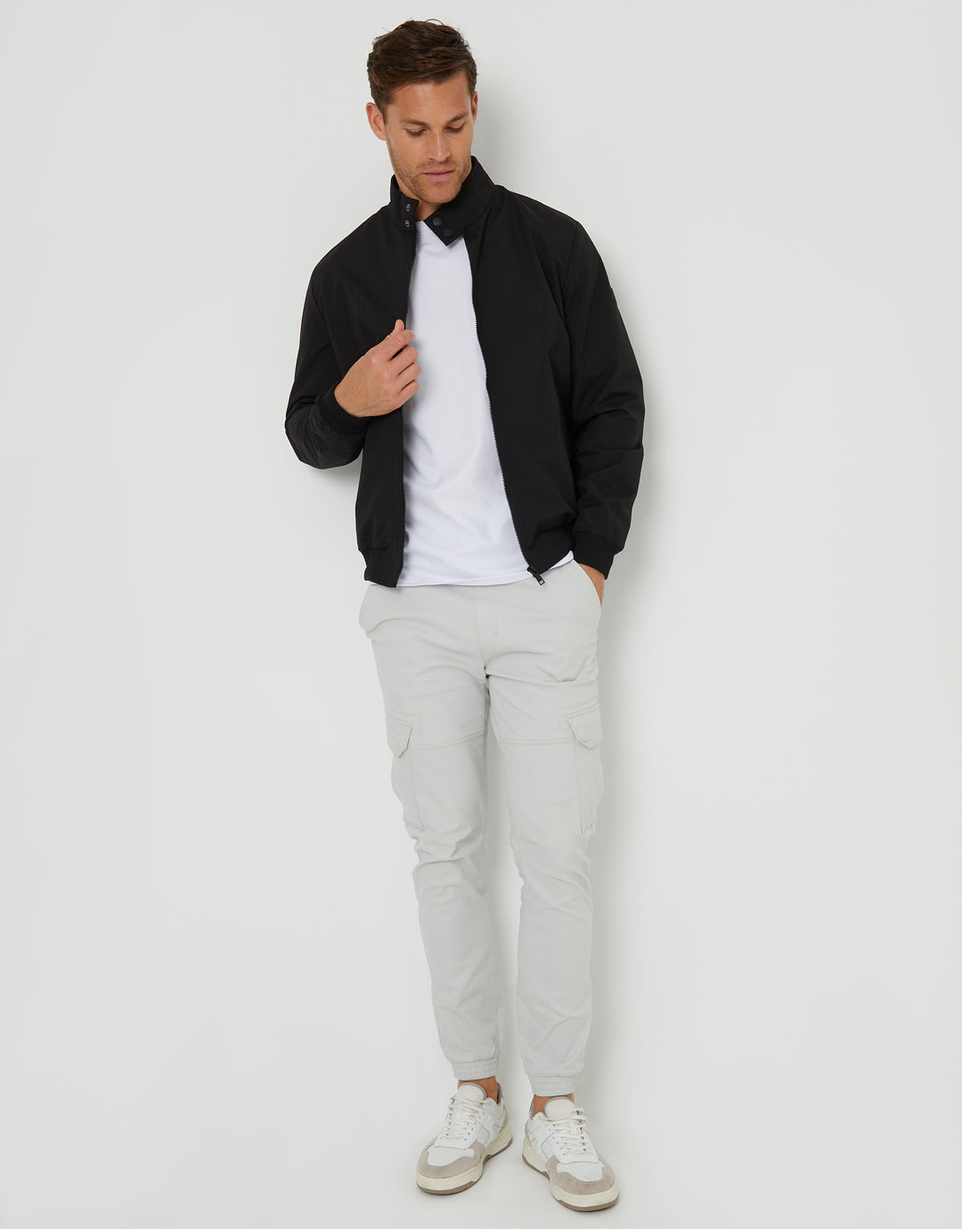 Black Showerproof Harrington Jacket