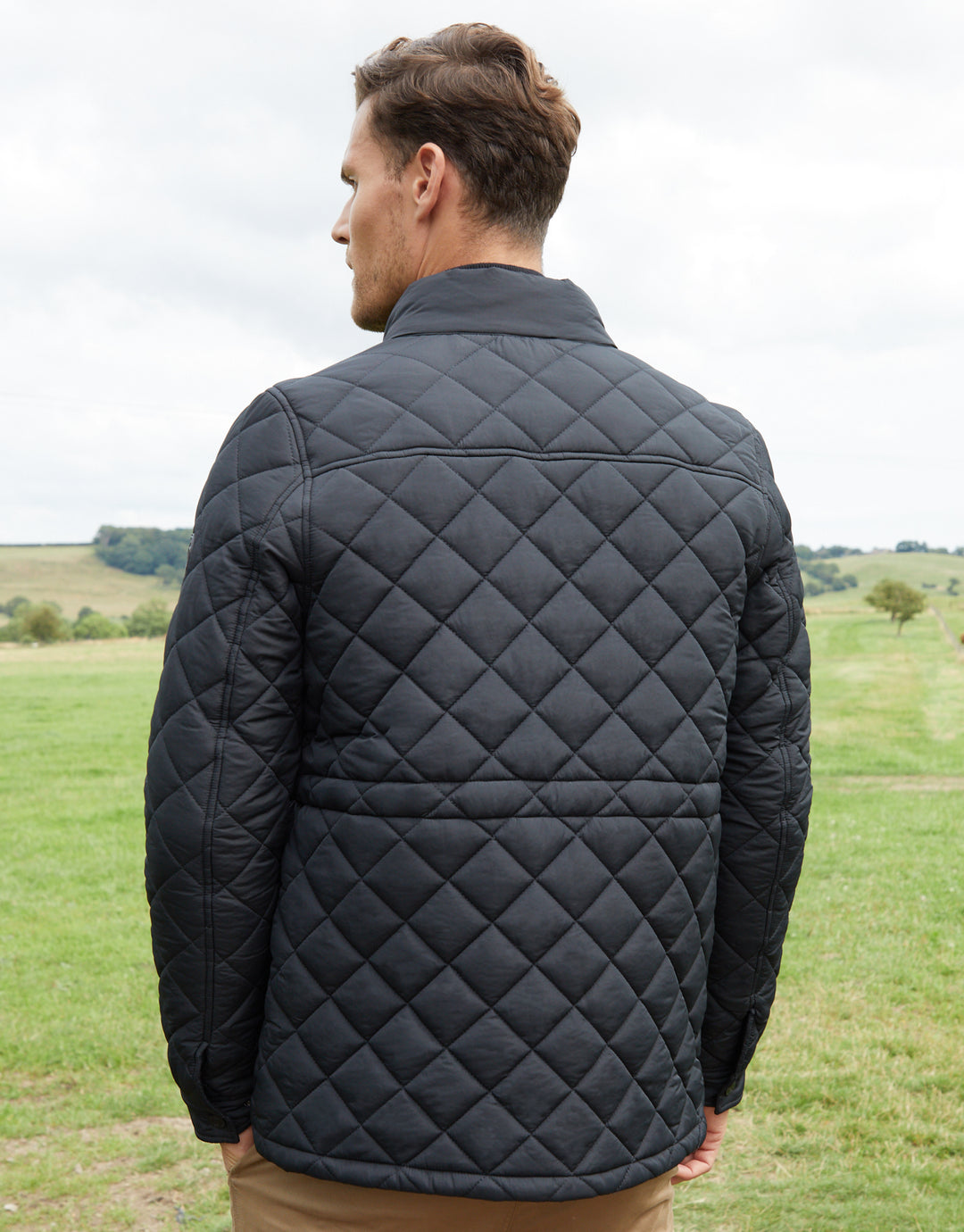 Black Showerproof Quilted Patch Pocket Jacket