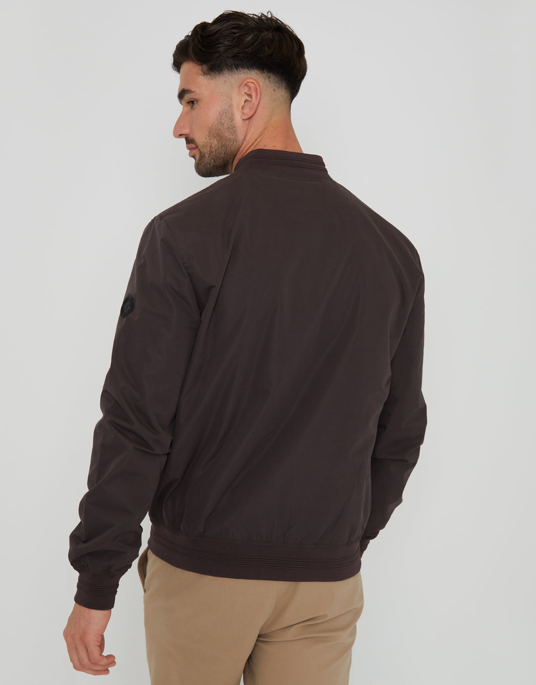 Chocolate Brown Showerproof Classic Bomber Jacket