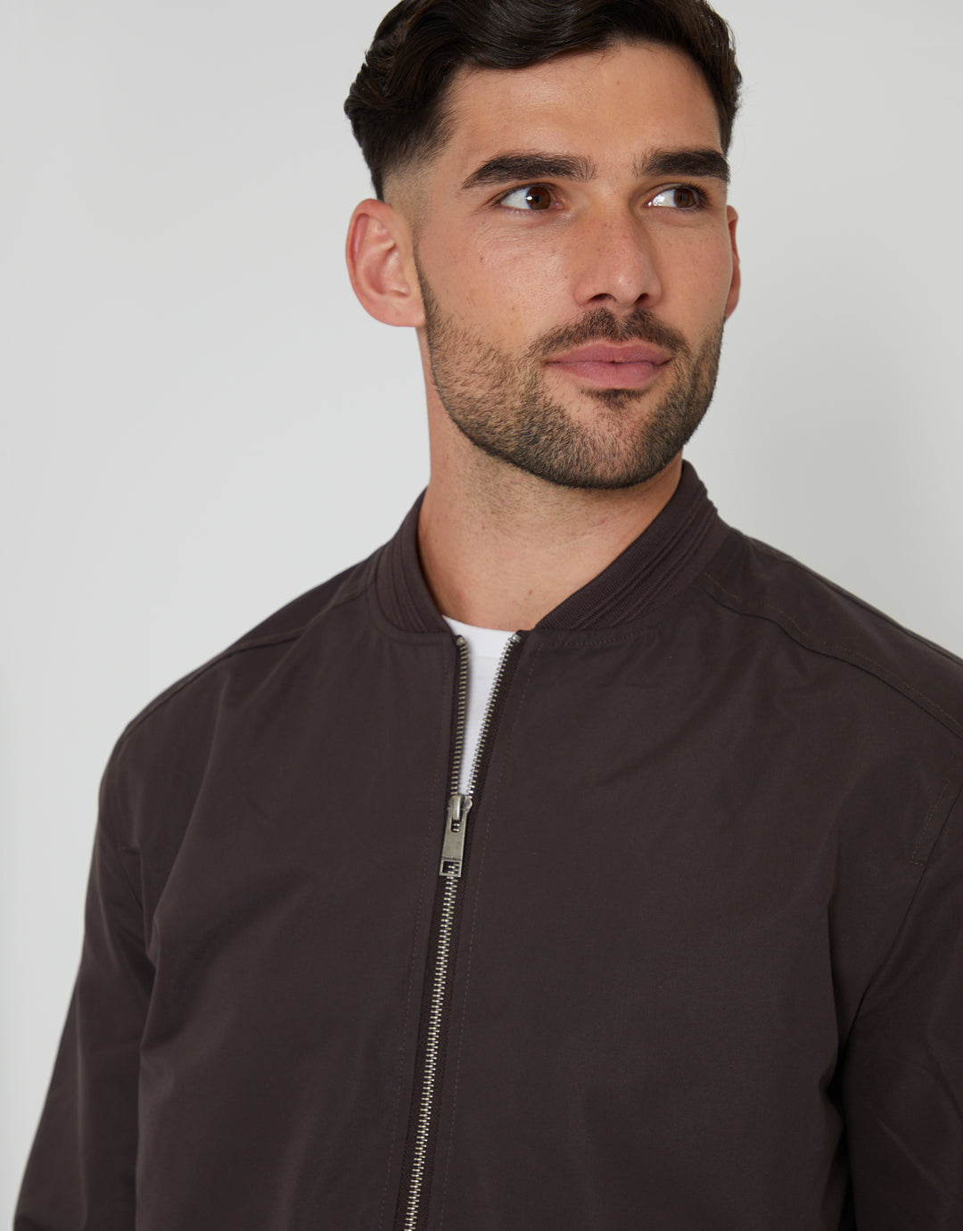Chocolate Brown Showerproof Classic Bomber Jacket