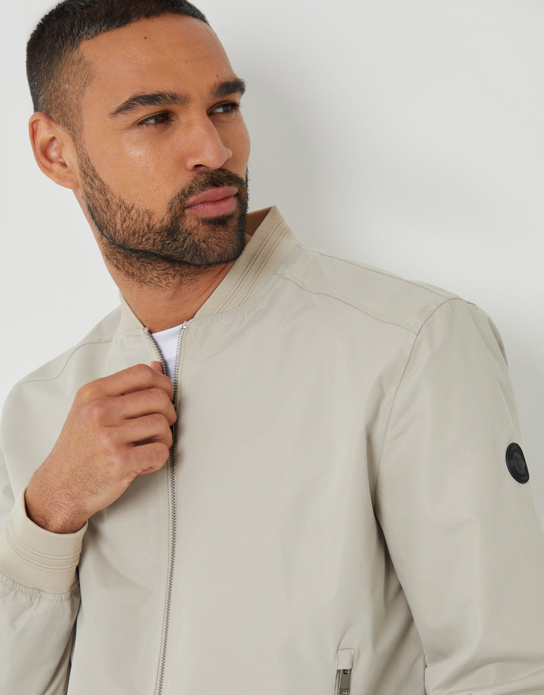 Showerproof Classic Bomber Jacket in Stone