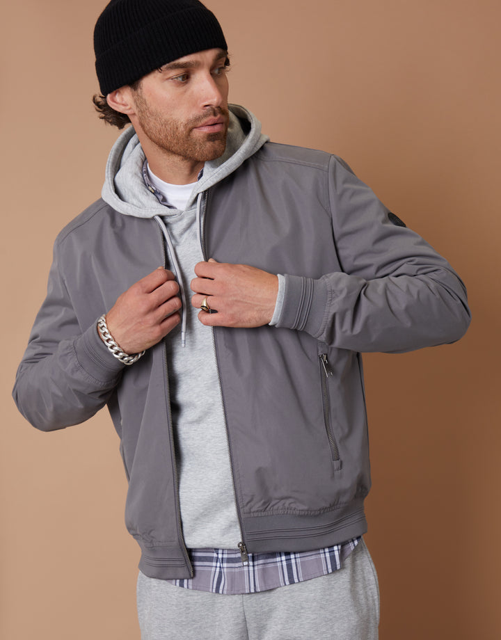 Slate Grey Showerproof Classic Bomber Jacket