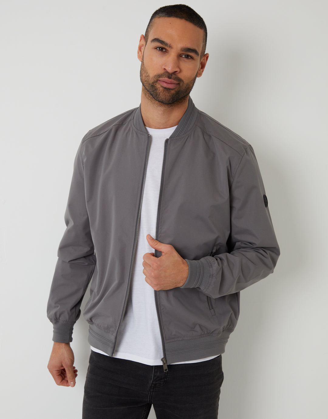 Slate Grey Showerproof Classic Bomber Jacket