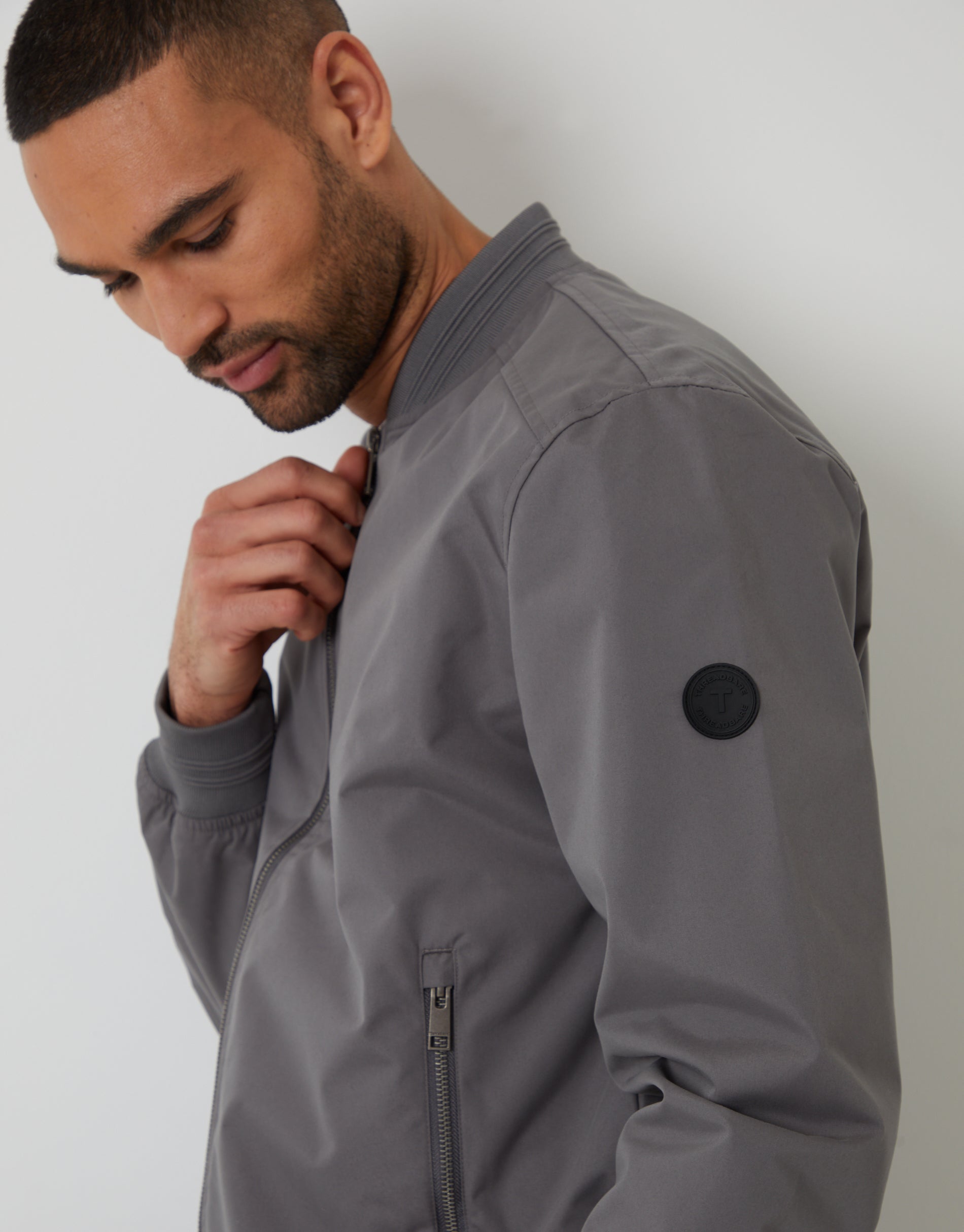 Threadbare Men's Slate Grey Showerproof Classic Bomber Jacket