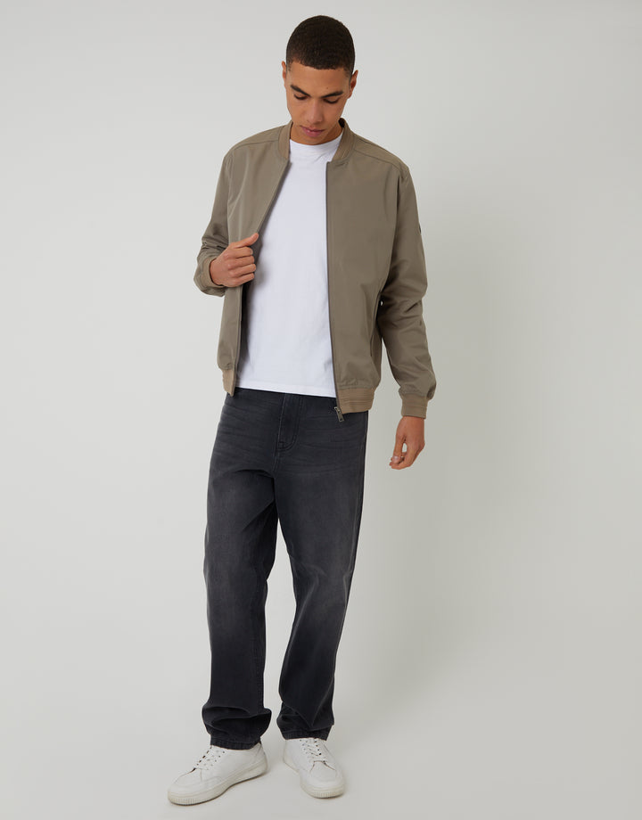 Taupe Showerproof Classic Bomber Jacket