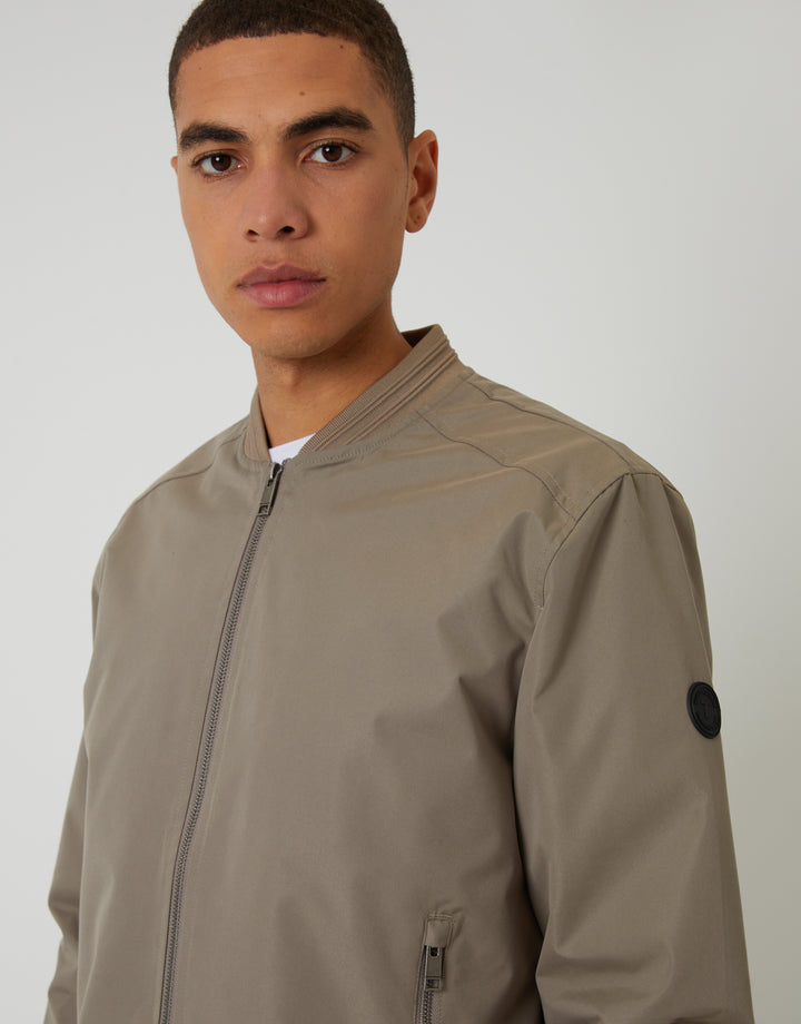 Taupe Showerproof Classic Bomber Jacket