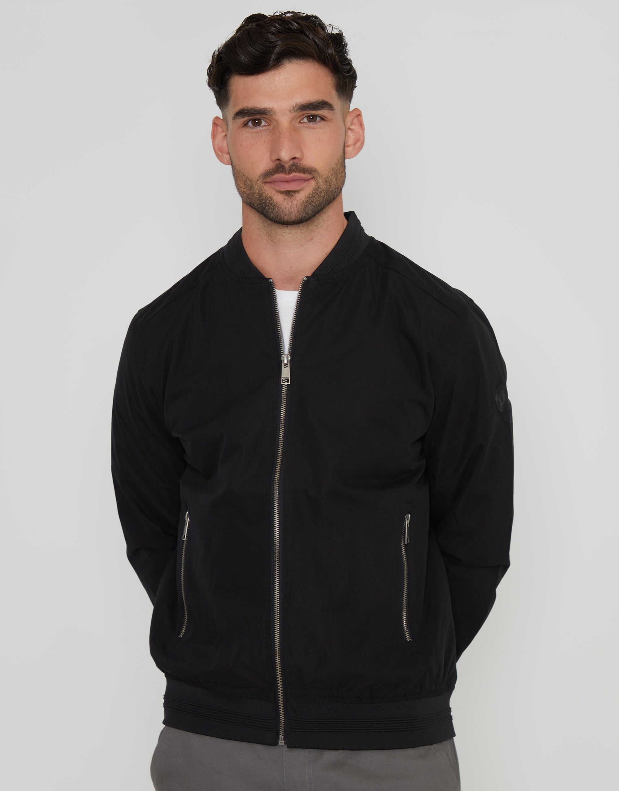 Black Pearl Solid Plain Men's Bomber Premium Jacket main image 1