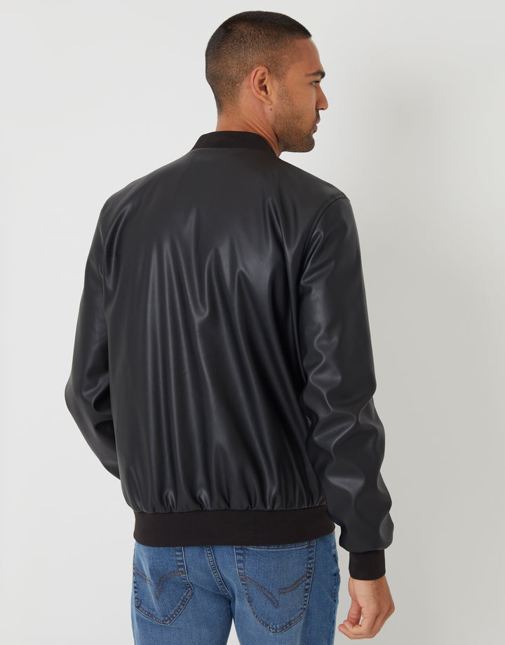 Black Faux Leather Biker Jacket