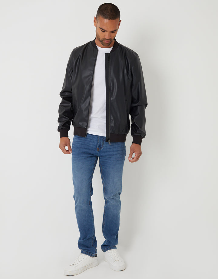 Black Faux Leather Biker Jacket