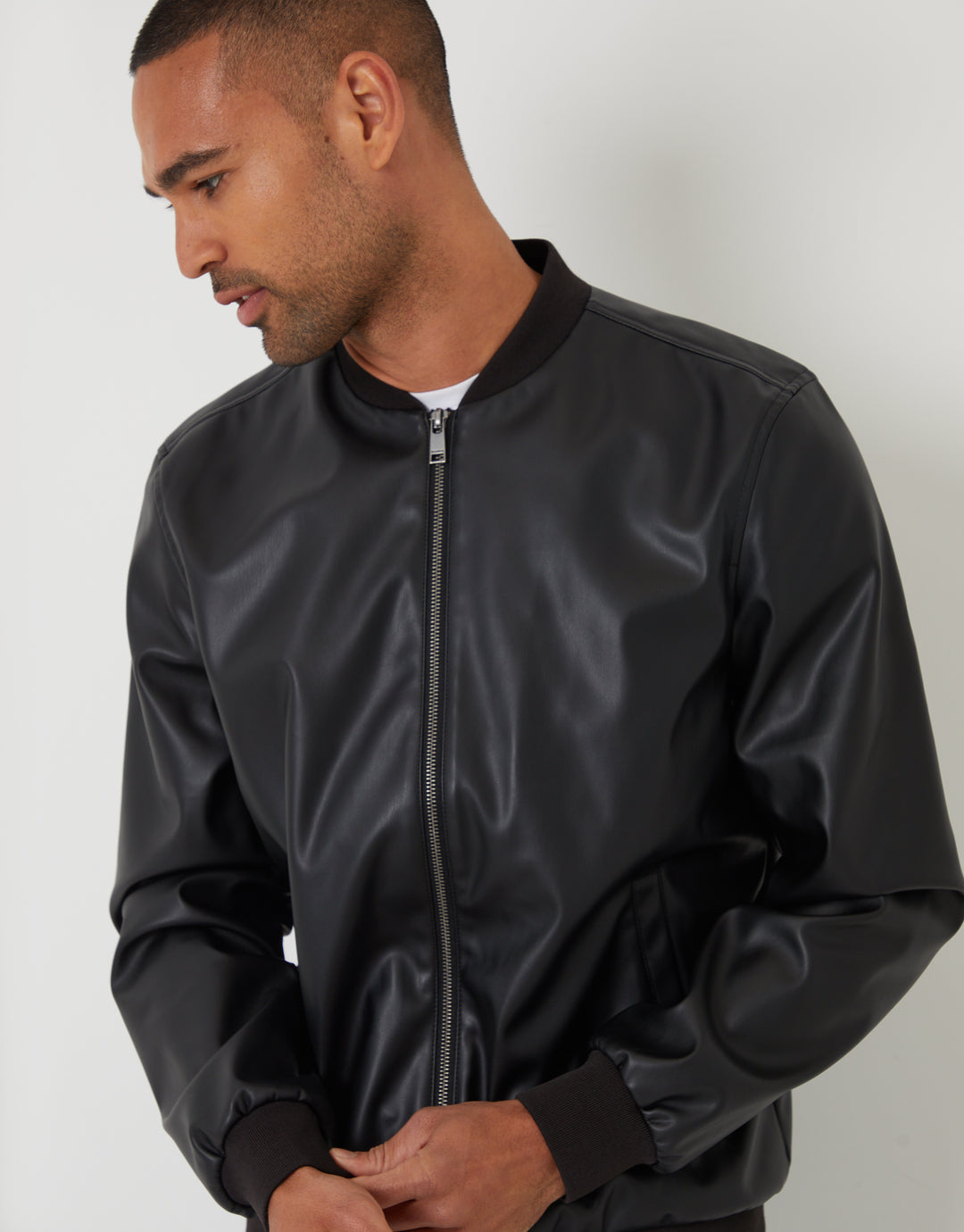 Black Faux Leather Biker Jacket