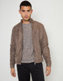 Taupe Faux Suede Racer Jacket