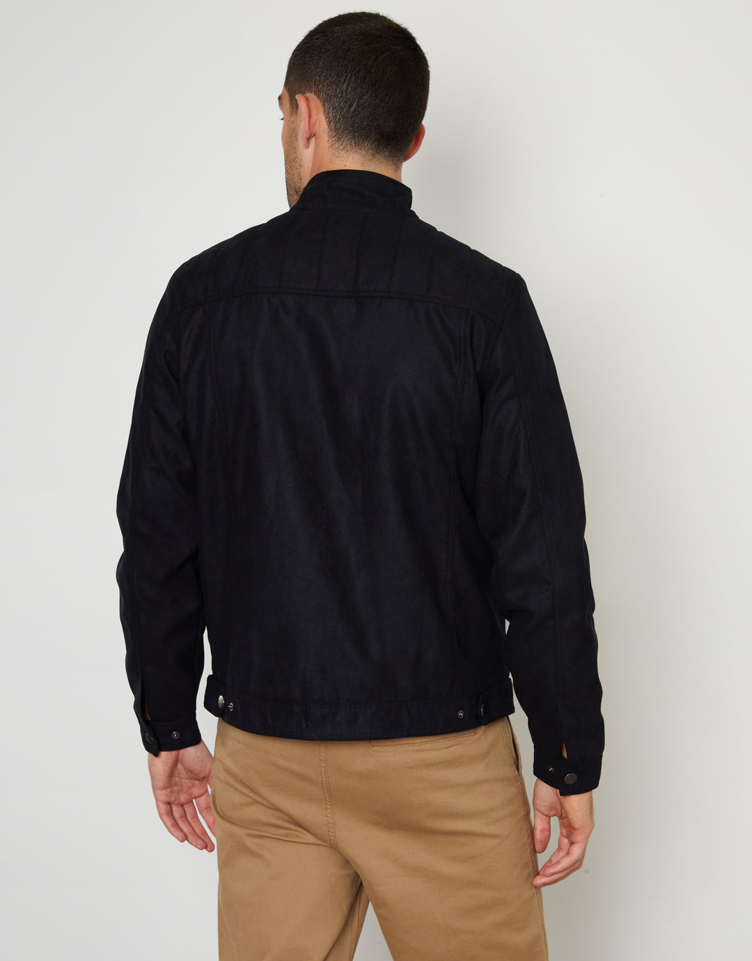 Black Faux Suede Racer Jacket