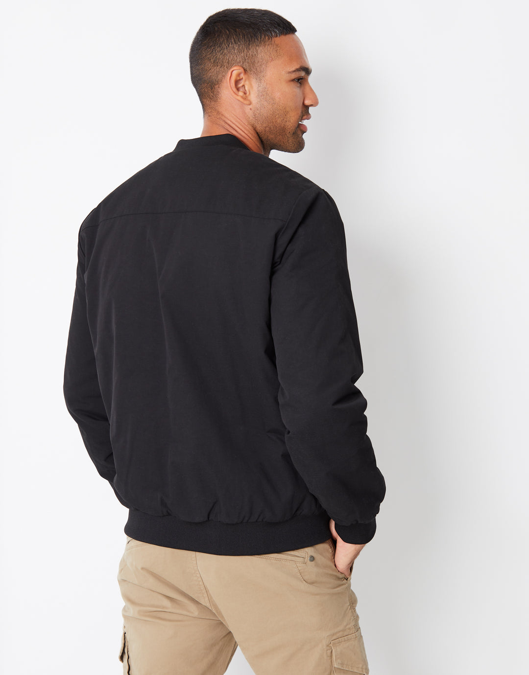 Black Showerproof Utility Bomber Jacket