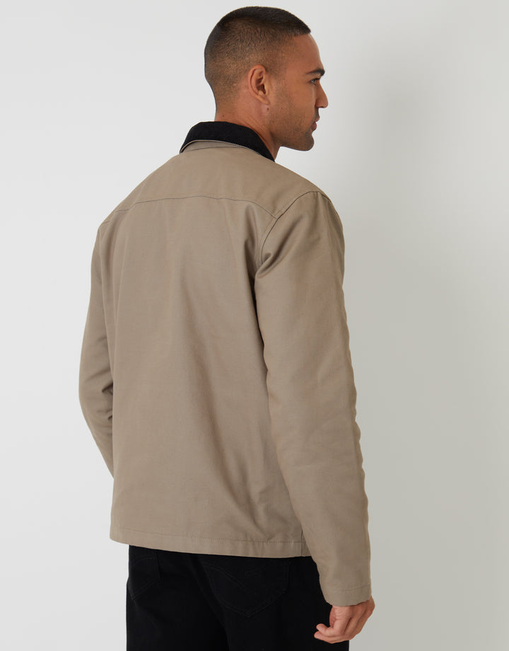 Mushroom Brown Collared Lightweight Jacket