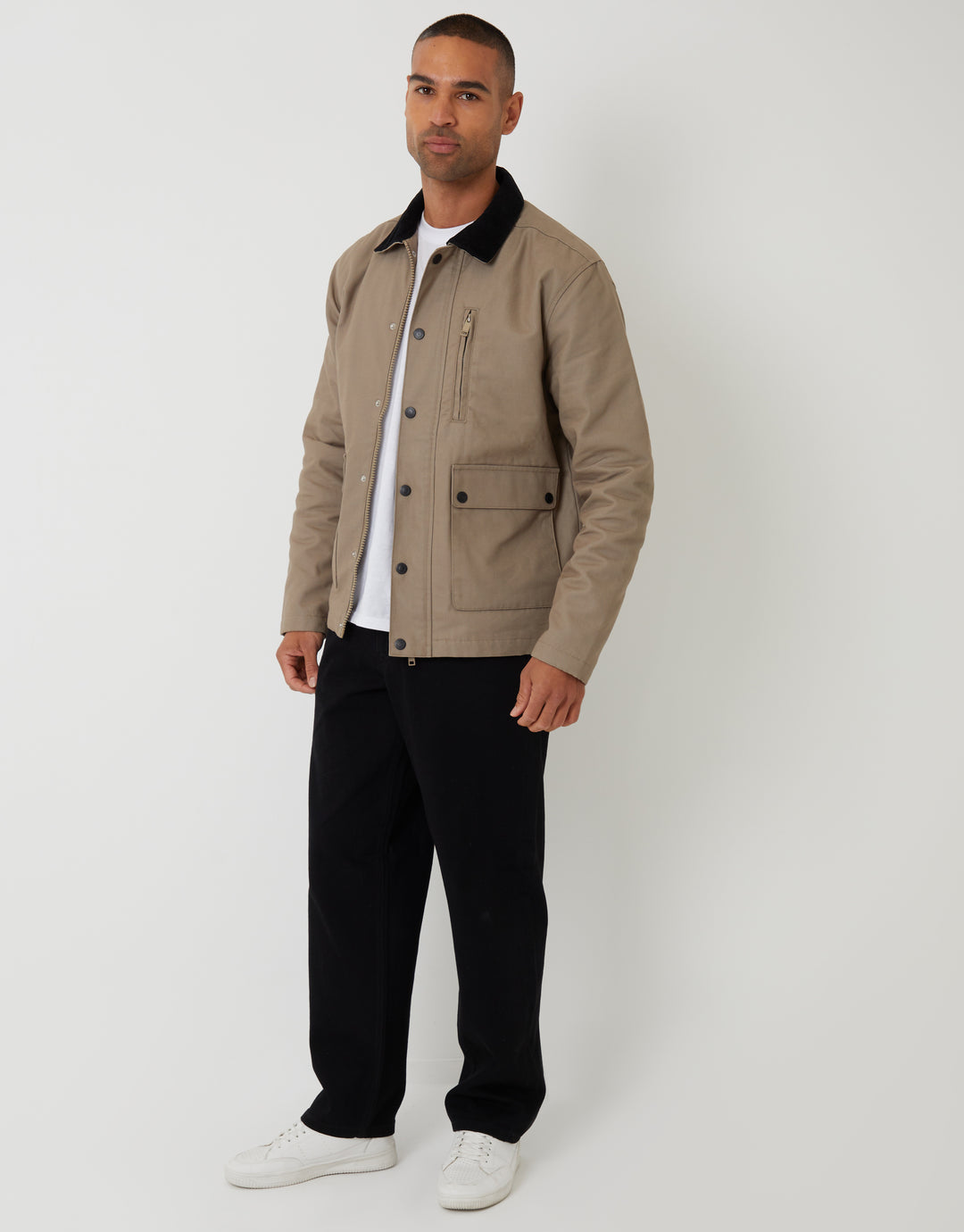 Mushroom Brown Collared Lightweight Jacket
