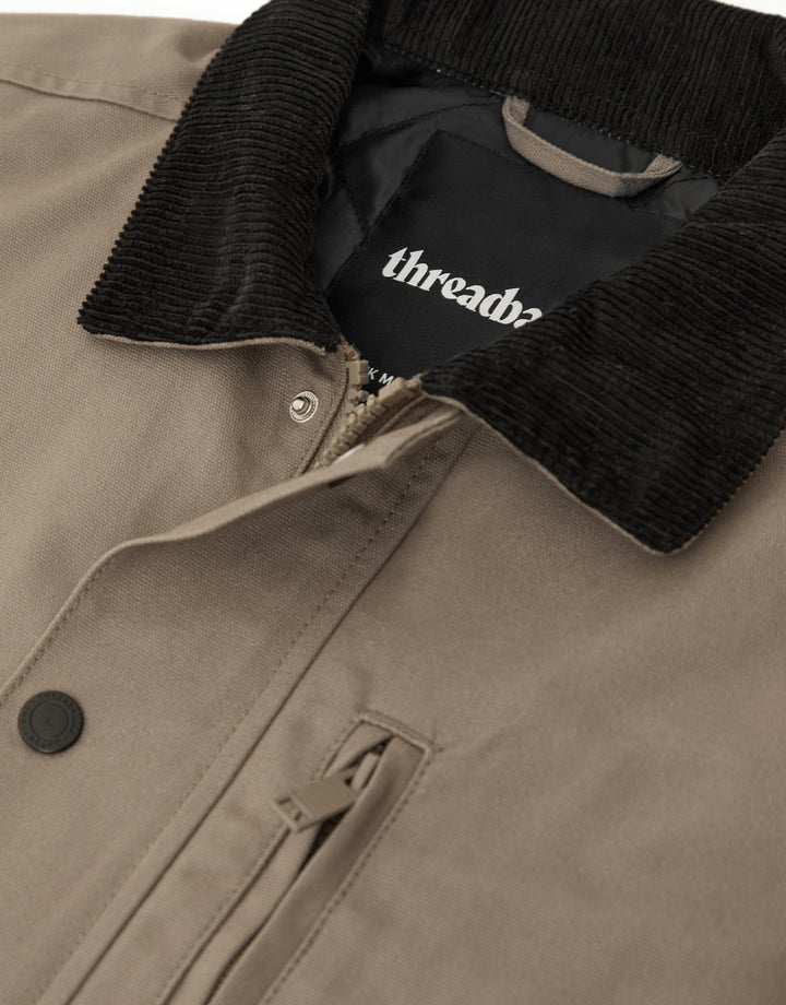 Mushroom Brown Collared Lightweight Jacket