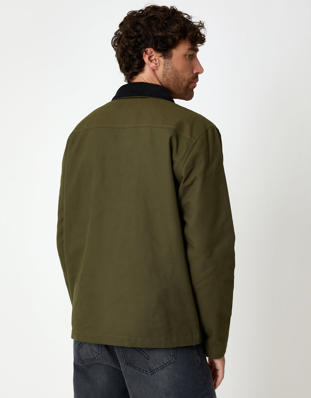 Khaki Green Collared Lightweight Jacket