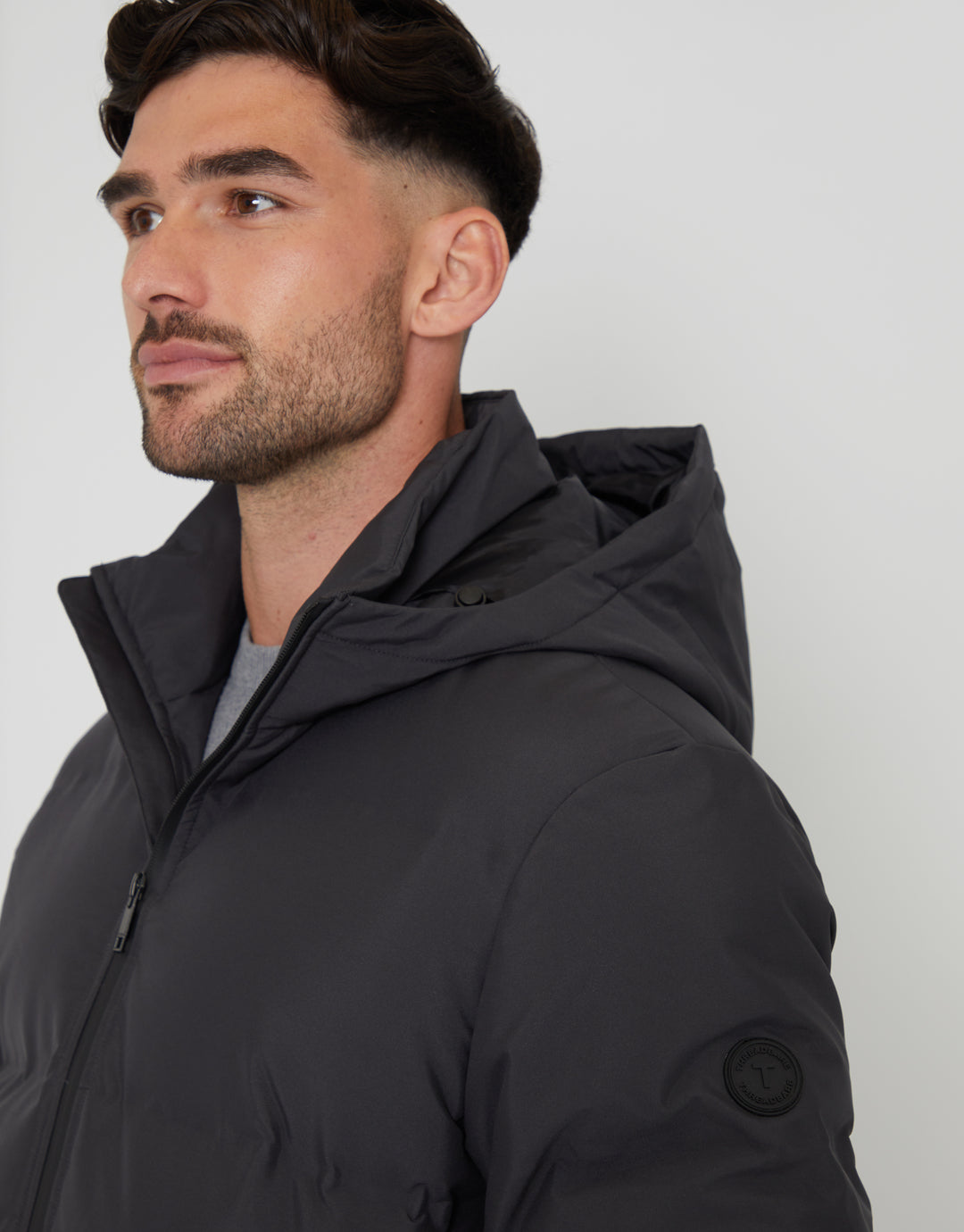Slate Grey Hooded Puffer Jacket
